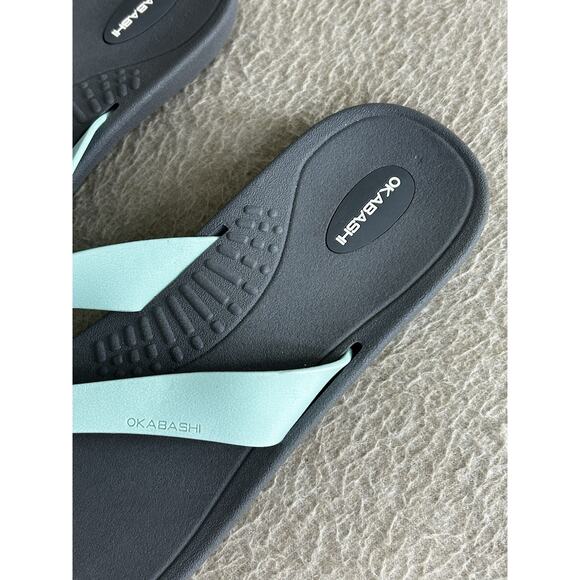 Okabashi Breeze Women's Flip Flops Sz 11/12 (LL) Slate/Sea Glass Sandals New - Picture 6 of 9